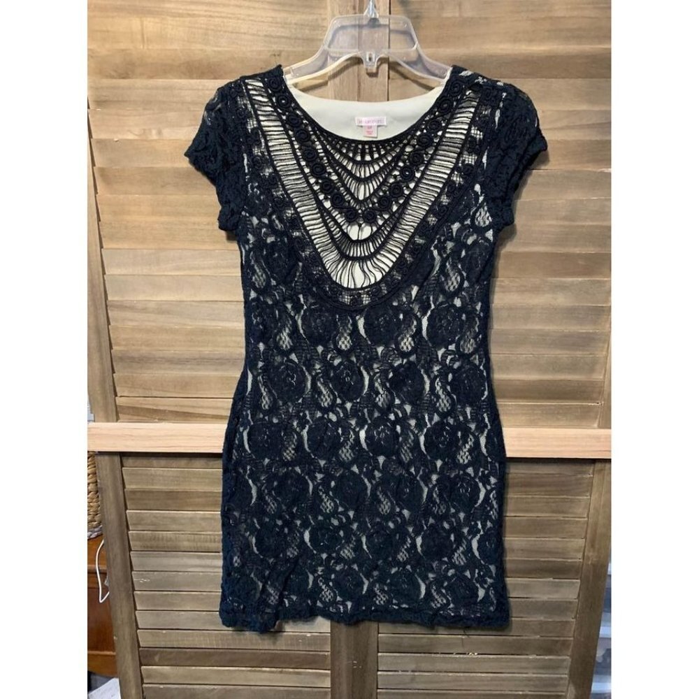 Xhileration Black Lace Lined Dress Juniors Size Small